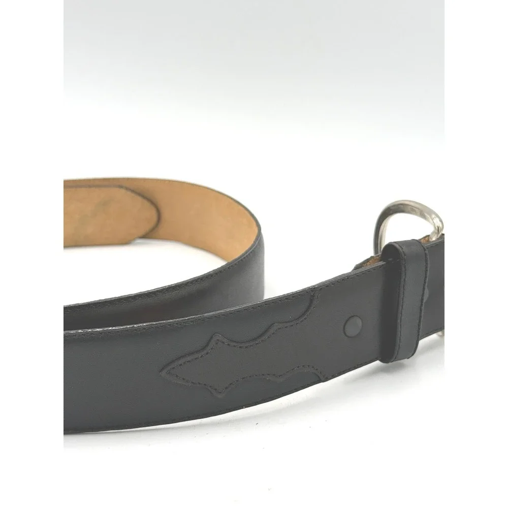 Larry Mahans Leather Belt Men 46 XXL VTG Black Western Stitched Made in USA 7927